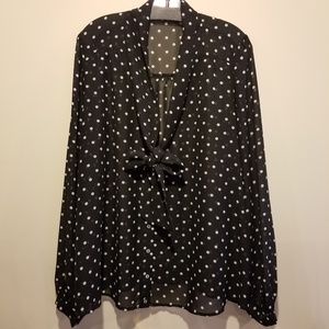 Forever 21 Black & White Polka Dots Blouse - 3X